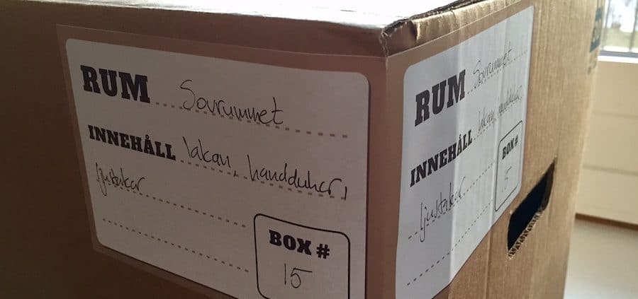etiketter till flyttlådor