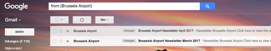 rensa bland dina mejl