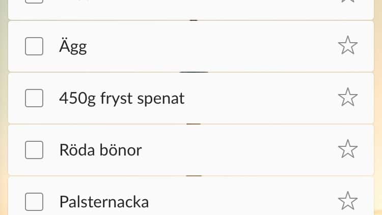Wunderlist - inköpslista