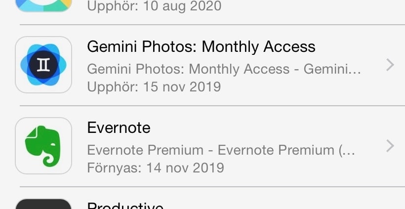 prenumerationer appar